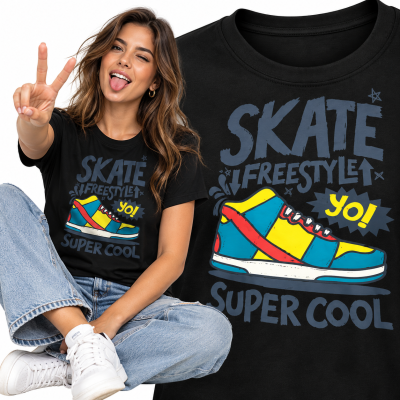 DAMSKA ŚMIESZNA KOSZULKA  SKATE FREESTYLE